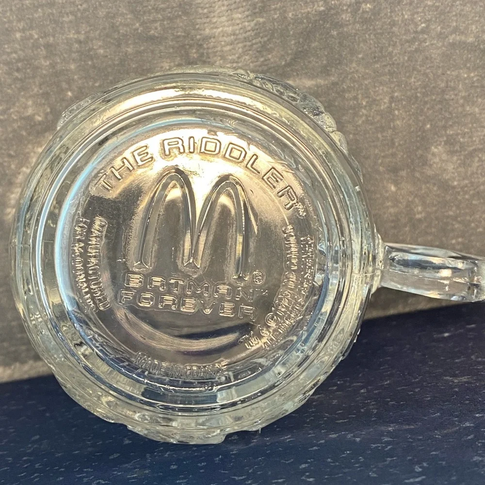 1995 McDonald’s Clear Glass Mug “The Riddler” Batman Forever